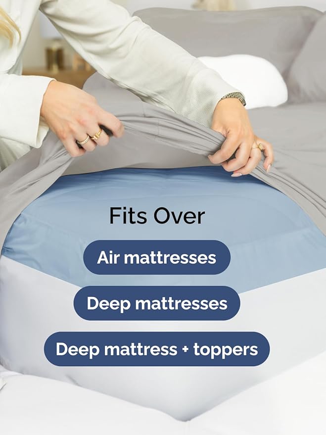 Extra Deep Queen Sheet Set - 6 Piece Breathable and Cooling Sheets - Hotel Luxury Bedding for Women, Men, Kids & Teens - Easy Secure Fit - Soft, Wrinkle Free & Comfy - Extra Deep Pockets - Light Grey