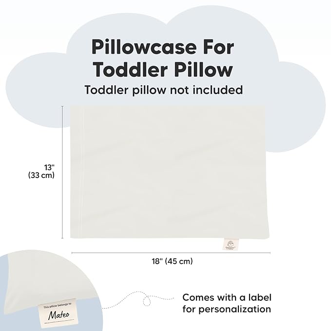 KeaBabies Toddler Pillowcase 13"x18" - Organic Cotton Toddler Pillowcase for Kids, Boys, Girls, Soft & Durable Cotton Cover for Miniature Sleepy Pillows,Cute Colors,Pillow Sold Separately(Pearl Gray)