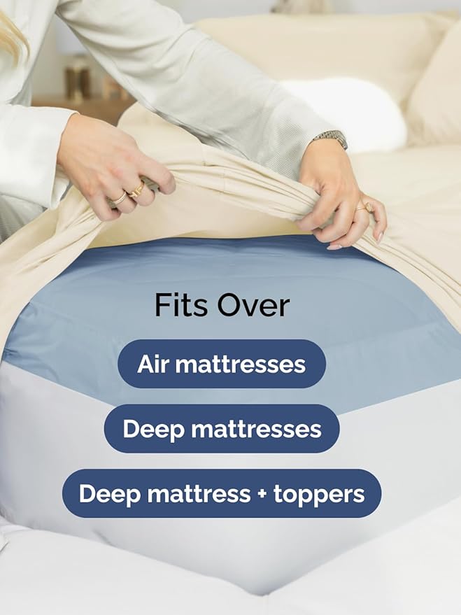 Extra Deep Cal King Sheet Set - 6 Piece Breathable and Cooling Sheets - Hotel Luxury Bedding for Women, Men, Kids & Teens - Easy & Secure Fit - Soft and Wrinkle Free - Extra Deep Pockets - Off White