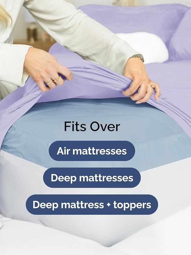 Extra Deep Twin XL Sheet Set - 4 Piece Breathable and Cooling Sheets - Hotel Luxury Bedding for Women, Men, Kids & Teens - Easy Secure Fit - Soft, Wrinkle Free & Comfy - Extra Deep Pockets - Lavender