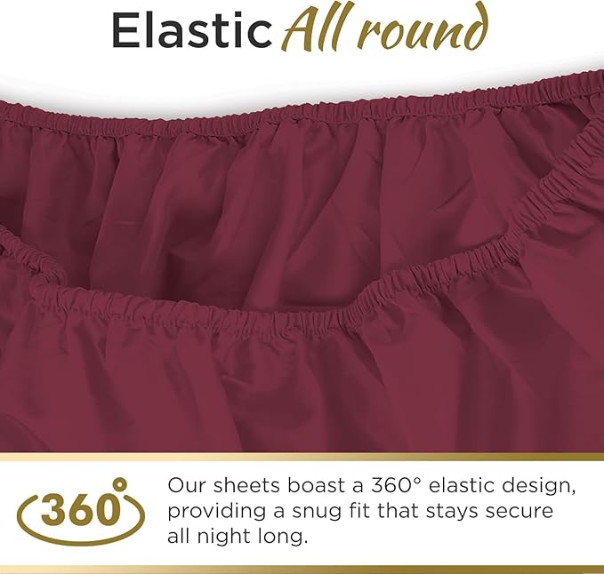 Full XL 100% Microfiber Double Brushed Sheet Set - Extra-Soft, Breathable & Wrinkle-Free - 15" Deep Pockets, 54" x 80" - Ideal for Extra Long Full Beds - 4PC Set (Full XL, Burgundy)