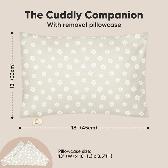 KeaBabies Toddler Pillow with Pillowcase - 13x18 My Little Cuddly Kids Travel Pillows for Sleeping, Nap, Viscose from Bamboo Nursery Pillowcase, Soft & Breathable, Toddler 2-5 Years Old (Meadow)