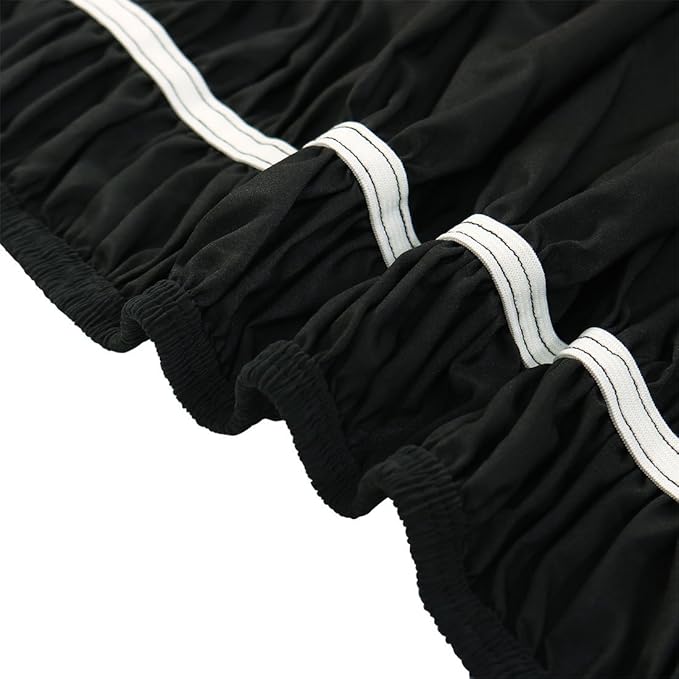 Bed Skirt - Wrap Around Bed Skirts Elastic Dust Ruffles, Easy Fit Wrinkle and Fade Resistant Luxurious Fabric Solid Color, Black Short Queen Size Beds 15 Inch Drop
