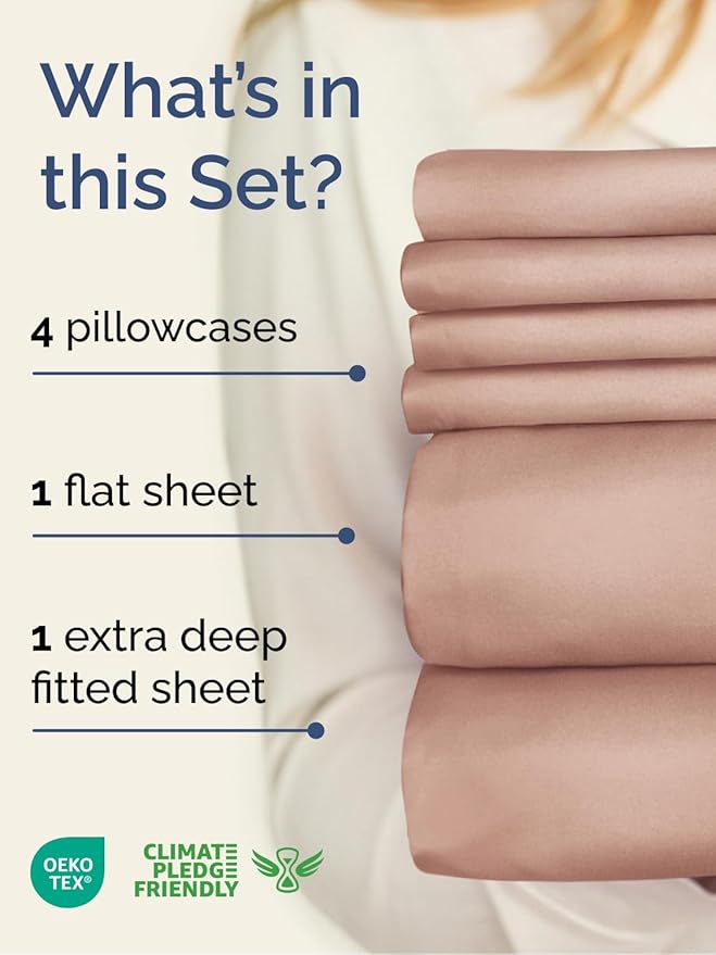 Extra Deep Queen Sheet Set - 6 Piece Breathable and Cooling Sheets - Hotel Luxury Bedding for Women, Men, Kids & Teens - Easy & Secure Fit - Soft, Wrinkle Free and Comfy - Extra Deep Pockets - Mauve
