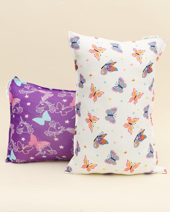 ALVABABY Toddler Pillowcase Stretchy Soft Kids Pillow Cover Fit 13"x 18" or 12"x16" Envelope for Girl Boy Sleepy Travel 2 Pack 2TPE44A