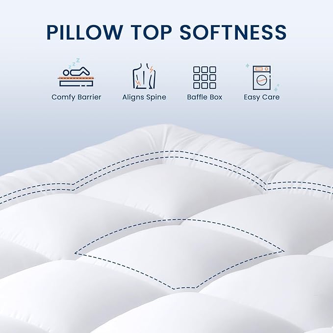 YUGYVOB Mattress Pad Extra Thick, Cooling, and Breathable Twin XL Mattress Topper 8-21" Deep Pocket Soft Down Alternative Fill