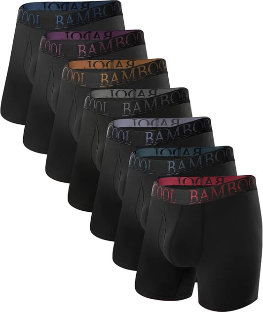 BAMBOO COOL Men's Ultra ComfortSoft Underwear, Moisture Wicking & Breathable No Ride Up Boxer Briefs with Fly, Multipack