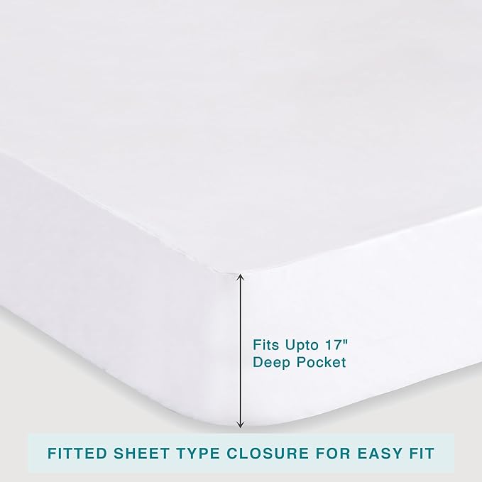 Fabdreams Organic Cal King Size Waterproof Mattress Protector, 74" x 86", White, Temperature Regulating, Breathable, 100% Organic Cotton