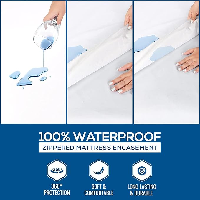 Utopia Bedding Mattress Protector Zippered Queen Size (Pack of 4), 100% Waterproof Bed Bug and Dust Mite Proof Mattress Encasement, Absorbent 6 Sided Mattress Cover