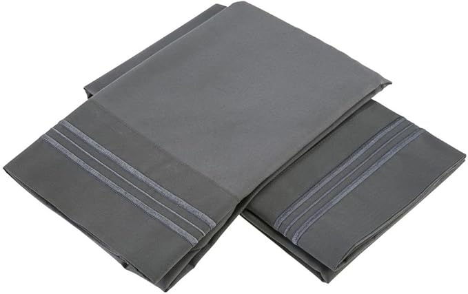 Clara Clark 1800 Series Bed Sheet Sets - Stay fit on Mattress with Elastic Straps at Corners - Twin (Single), Charcoal Stone Gray (75”x39” Fits XL)