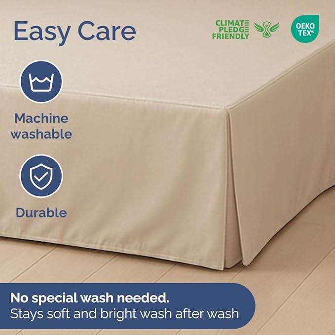 Pleated Bed Skirt King Size - 3 Sided Pleated Bed Skirt King - Ultra-Soft, Easy Fit with 18 Inch Tailored Drop - Hotel Quality, Wrinkle Free & Fade Resistant - for Women, Men, Kids and Teens - Cream