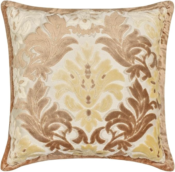 The HomeCentric King/Queen/Twin Beige Decorative Queen 74"x18" Bed Runner with One Pillow Cover, Damask Bed Scarf on Velvet Fabric - Emmeline