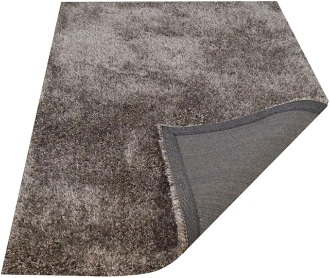 Hand Tufted SHAG Polyester ECO-Friendly Area Rugs - 10'x13', Rectangle, Silver White, Solid Plain Design, High Pile Thick Handmade Anti Skid Rugs for Living Room K00111