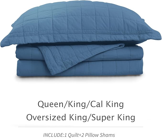 Quilt Bedding Set Queen Size - Cotton Soft Lightweight Bedspread Quilts Comforter Coverlet Sets Geometric Pattern with 2 Pillow Shams for All Season, 90x98 inches