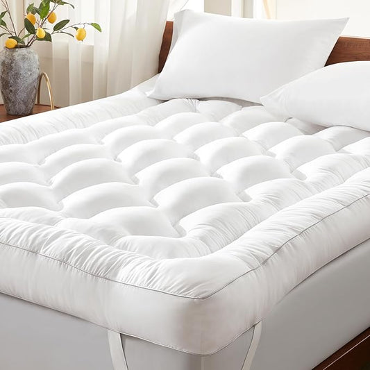 Decroom 4 Inch Memory Foam Mattress Topper Queen for Back Pain Relief, Filled with Breathable Memory Foam Pillow Topper Soft Fluffy Supportive Bed Mattress Pad, 80x60x4 Inch