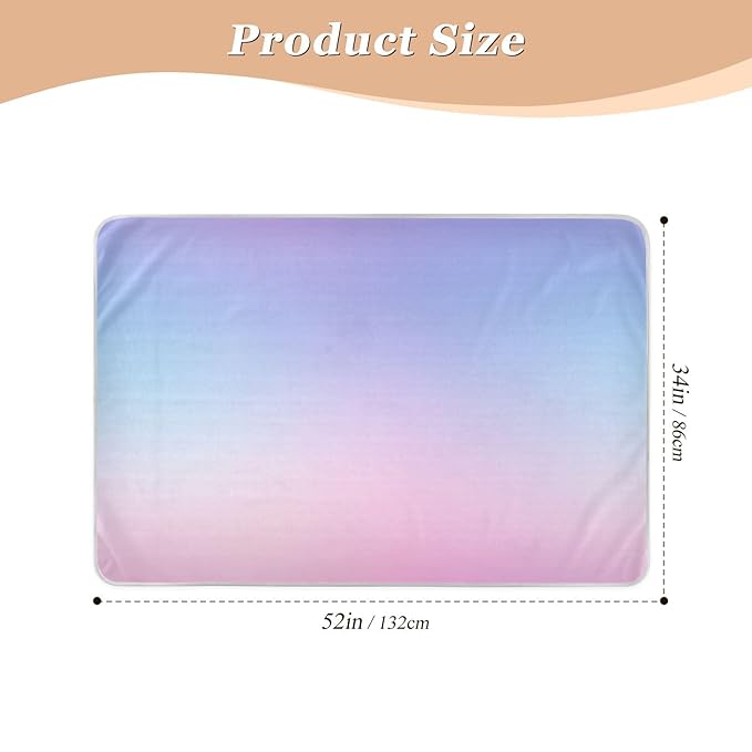 Waterproof Bed Pad Reusable Changing Pad Toddler Mattress Protector Large Pee Pad Baby Diaper Pad Soft Washable Liner Pink Purple Gradient