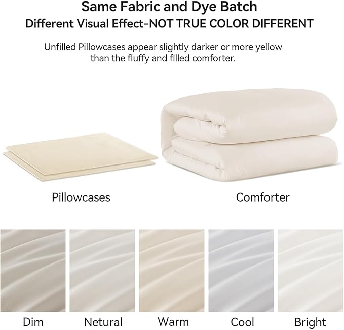 ROSGONIA California King Comforter Set Ivory, 3pcs (1 Boho Cal King Comforter & 2 Pillowcases), All Season Bedding Soft Bedspread Blanket Quilt