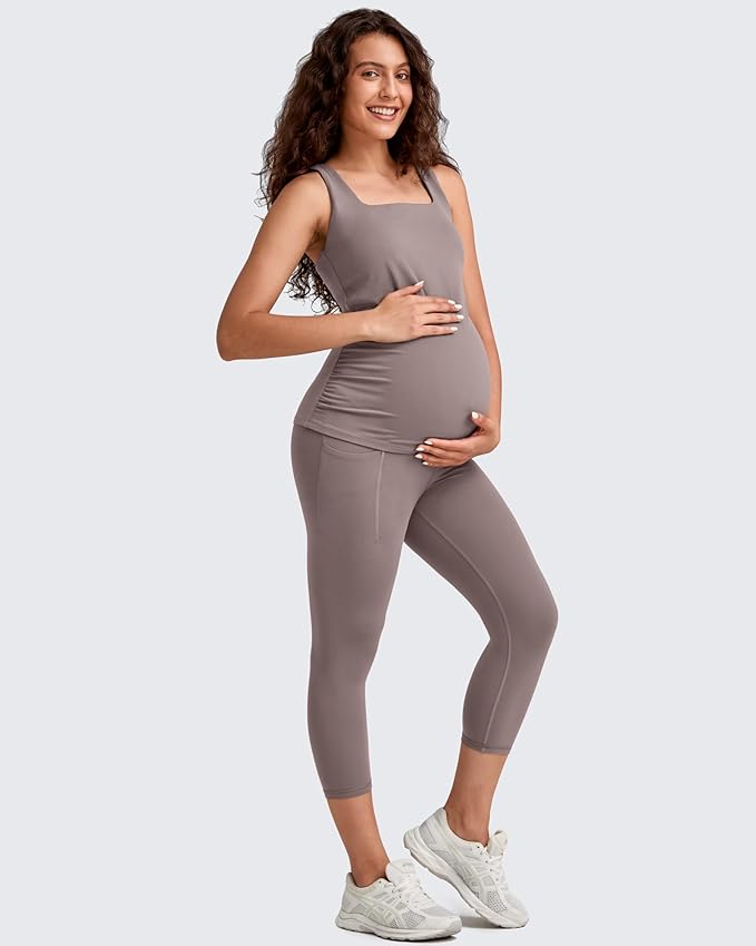 G4Free BareFeel Maternity Leggings with Pockets Over The Belly Stretchy Workout Yoga Pregnancy Pants