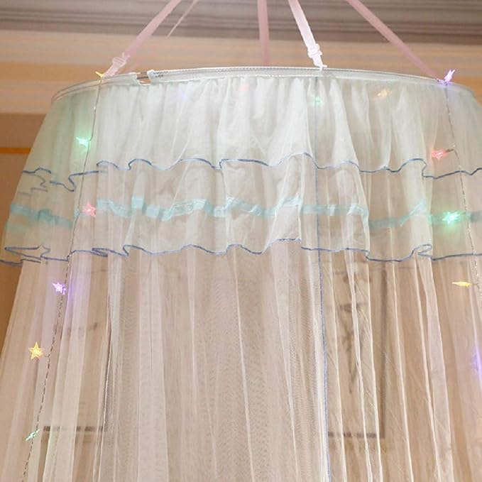 Jolitac Bed Canopy Lace Mosquito Net for Girls Beds, Unique Princess Play Tent Mesh Canopies Large Lace Dome Curtain Drapes Home & Travel (Wihte)