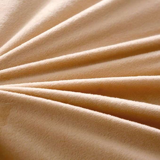 Uhamho Faux Fur Velvet Fluffy Bedding Duvet Cover Set Down Comforter Quilt Cover with Pillow Shams, Ultra Soft Warm (Queen, Camel)