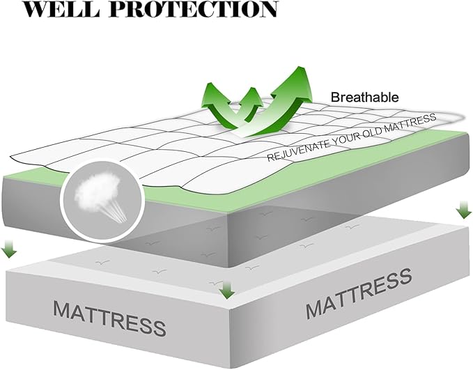 EASELAND Twin XL Mattress Pad Pillow Top Mattress Cover Quilted Fitted Mattress Protector Extra Long 8-21" Deep Pocket Cooling Mattress Topper (39x80 Inches, Dusty Blue)