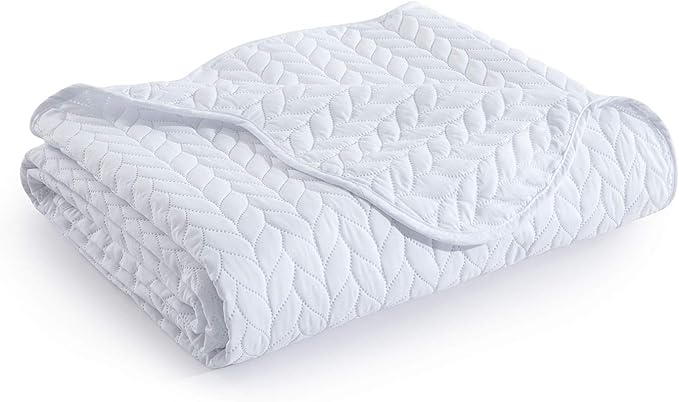 MOONLIGHT20015 White Quilt Set Queen Size (90" x 96") with 2 Pillow Shams (20" x 26"+2") for All Season - 3 Pcs Lightweight Bedding Set Reversible Coverlet Embossed Quilted Bedspread (White)