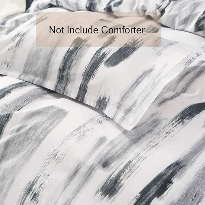 Nanko Art Duvet Cover Set Queen, Black and White 3 Piece - Luxury Microfiber Down Comforter Quilt Cover with Zipper Closure, Ties - Best Modern Style for Men and Women
