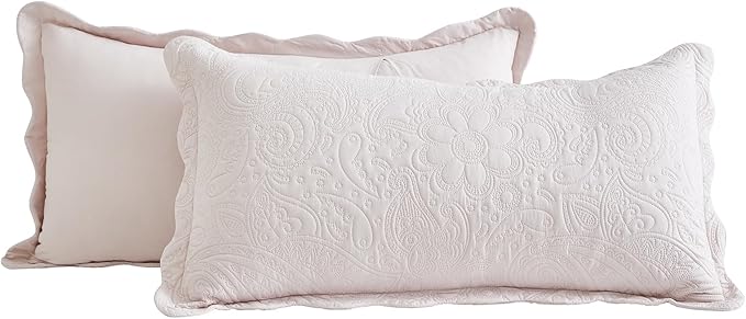 Oversized King Bedspread 128x120 Extra Wide, Ultrasonic Lightweight Bedding Cover, Paisley Pattern, Reversible, 5 Piece, 100% Microfiber, Gray Lilac