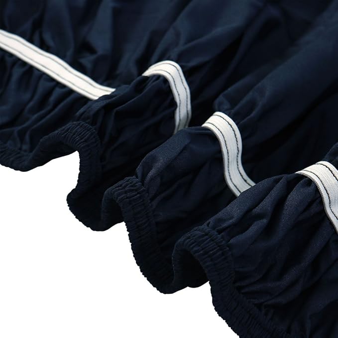 Bed Skirt - Wrap Around Bed Skirts Elastic Dust Ruffles, Easy Fit Wrinkle and Fade Resistant Luxurious Fabric Solid Color, Navy Blue Twin XXL Size Beds 15 Inch Drop