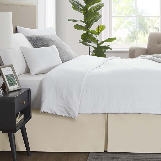 Nestl Cream Bed Skirt Queen Size - Queen Bed Skirt 14 Inch Drop - Brushed Microfiber - Hotel Quality Pleated Bed Skirt - Shrinkage & Fade Resistant