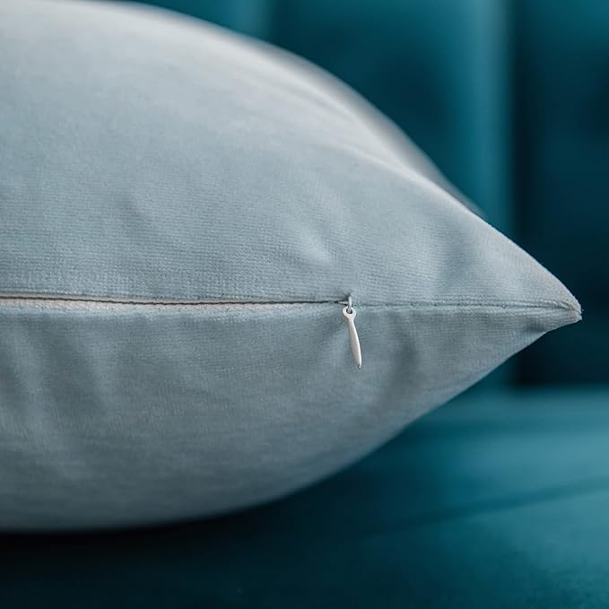 Throw Pillow Covers 16x16 Light-Blue: Pack of 2 Cozy Soft Velvet Square Modern Luxury Decorative Throw Pillow Cases for Sofa Couch Living Room Bed Home Decor