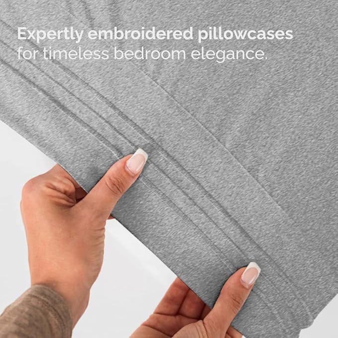 Full XL Size 4 Piece Sheet Set - Comfy Breathable & Cooling Bed Sheets Set - Hotel Luxury Bedding for Women, Men, Kids, Teens, Boys & Girls - Deep Pockets & Wrinkle Free - Oeko-Tex - Heathered Grey