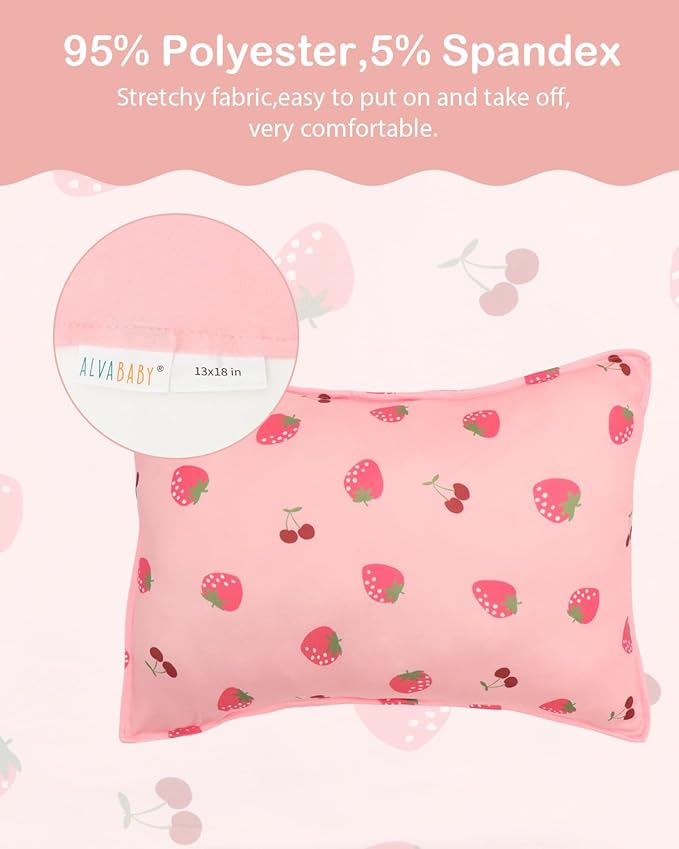 ALVABABY Toddler Pillowcase Stretchy Soft Kids Pillow Cover Fit 13"x 18" or 12"x16" Envelope for Girl Boy Sleepy Travel 2 Pack 2TPE45A