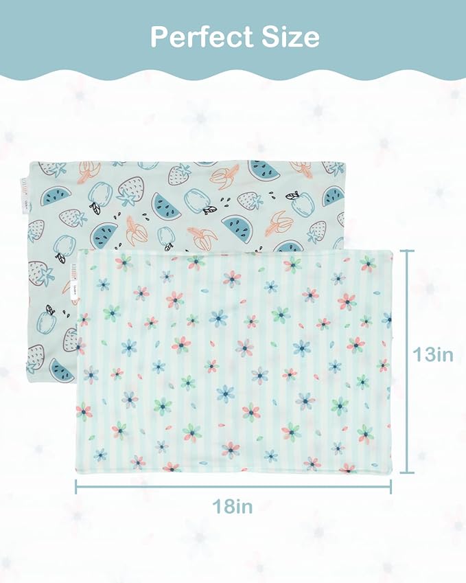 ALVABABY Toddler Pillowcases Stretchy Soft Kids Pillow Cover 2 Pack Fit 13"x 18" or 12"x16" Envelope for Girl Boy Sleepy Travel 2TPE28A