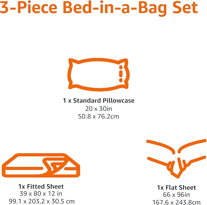 Amazon Basics Lightweight Super Soft Easy Care Wrinkle Free Microfiber 3-Piece Bed Sheet Set with 14-Inch Deep Pockets, Twin, Brick, Solid