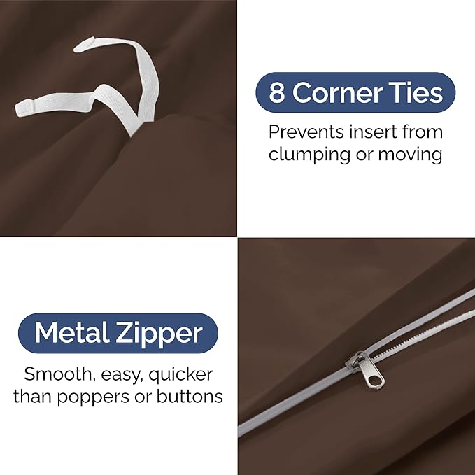 Duvet Cover King Size - Extra Soft King Size Duvet Cover - Lightweight, Breathable & Cozy - Easy Care & Fade Free with Zipper Closures & Ties - 104" x 90" Inches - (Brown) Comforter Not Included