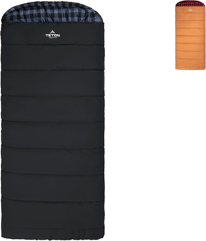 TETON Sports Deer Hunter Sleeping Bag, Warm and Comfortable Camping Sleeping Bag, Teton Tough Canvas Shell for Camping, Hunting, and Cold Weather