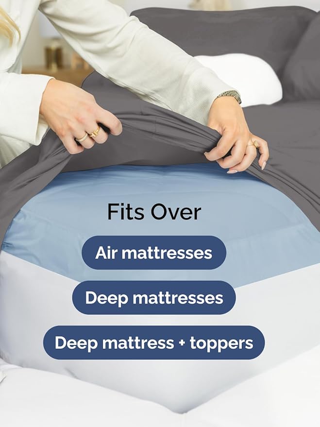 Extra Deep Twin Sheet Set - 4 Piece Breathable and Cooling Sheets - Hotel Luxury Bedding for Women, Men, Kids & Teens - Easy & Secure Fit - Soft, Wrinkle Free and Comfy w/ Extra Deep Pockets - Grey