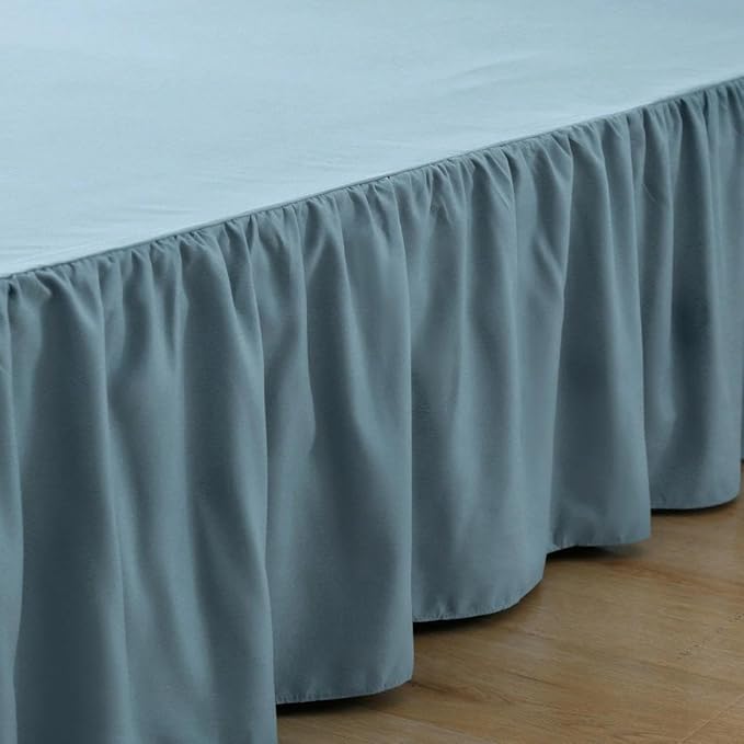 Bed Skirt Full Size Ruffled Bed Skirts with Split Corners, 18 Inch Drop Dust Ruffle Bed Skirt with Platform, Teal Blue, Full - 18" Drop