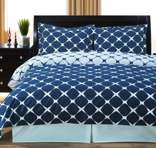 Royal Hotel Bedding Navy Striped 3 Piece Twin/Twin XL Comforter Set 100% Cotton 300 Thread Count