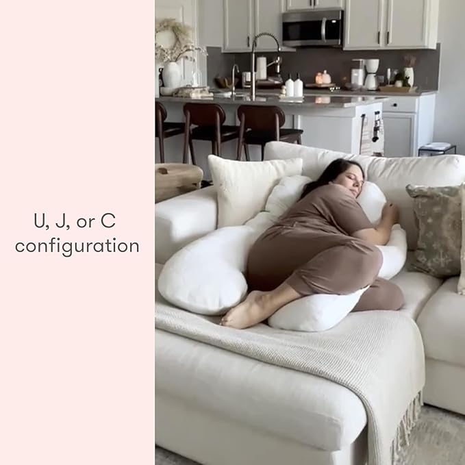 Newton Baby New and Improved Premium Pregnancy Maternity Pillow with Cotton Surface, 50% More Memory Foam and Fiber Clusters for Complete Support, U-Shaped with Removable Washable Cover