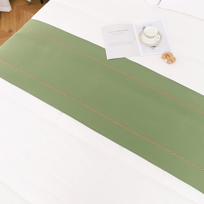 Bed Runner 210 x 50 cm for Queen Size Bed and Full Size Bed, Bed Throws for Foot of Bed, Green Bed Runner Bedding Scarves Decorations for Bedroom Hotel Wedding Room