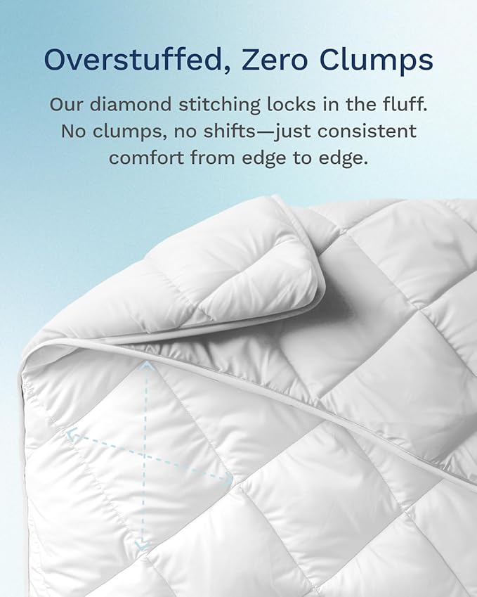 ViscoSoft Microfiber All Seasons Down Alternative Quilted Comforter - Cooling Breathable Premium Soft Reversible Microfiber Duvet Blanket, White, Full