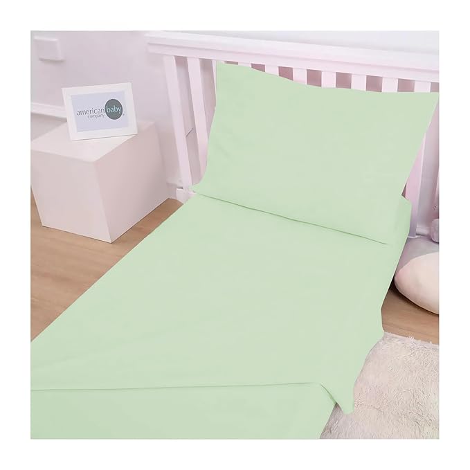 American Baby Company 28" x 52" 100% Natural Cotton Jersey Knit Toddler/Crib Sheet Set – 3-Piece Soft & Breathable Crib/Toddler Bedding Set, Celery, for Girls and Boys