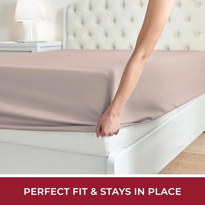 Mellanni Twin XL Fitted Sheet - Iconic Collection Bedding Sheets with up to 16 inch Deep Pocket - Soft & Cooling - Fade & Stain Resistant - 1 PC (Twin XL, Tan)