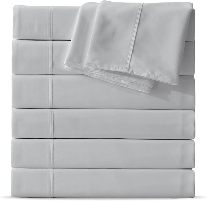 Maple&Stone King Flat Sheet 6 Pack,Premium Soft & Breathable,Brushed Microfiber Fabric,Anti-Shrinkage & Non-Fading,Bulk Flat Sheets Only King Size(Light Grey)