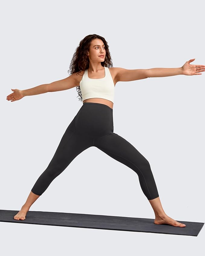 G4Free BareFeel Maternity Leggings with Pockets Over The Belly Stretchy Workout Yoga Pregnancy Pants
