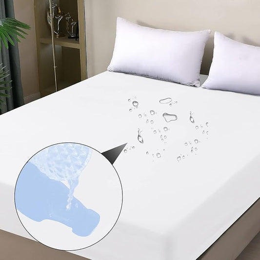 Twin XL Mattress Protector Waterproof, Fitted Sheet Style Breathable Mattress Cover with Deep Pocket Fits Up to 18'', Noiseless Bed Cover for Kids Adults Pets, Machine Washable (White, 39'' X 80'')