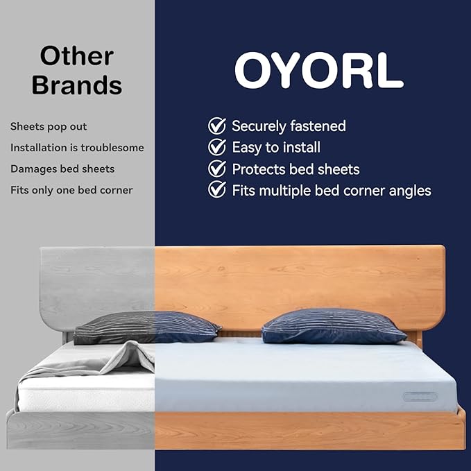 Lock & Secure Bed Sheet Holders for Corners - No-Slip Clips with Reinforced Grip Keep Sheets Tight & Neat, No More Loose Wrinkles, Durable ABS Material for All Mattress Types