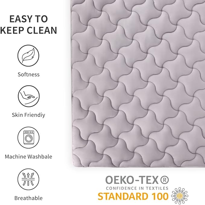 SLEEP ZONE Mattress Pad Cal King Cooling Mattress Topper, Quilted Fitted, Machine Washable, Soft Fluffy Down Alternative, Deep Pocket 8-21 inch, Grey